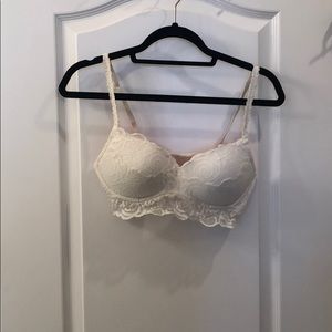Pink Victoria’s Secret White Lace Bra